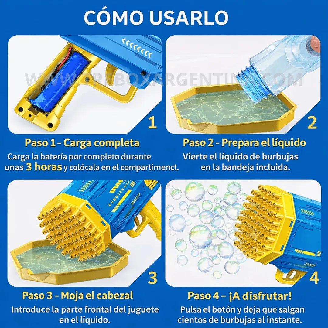 PROMO 40% OFF 🎁 | Bubble Rain Bazooka de Burbujas : Diversión explosiva de burbujas sin Limites!