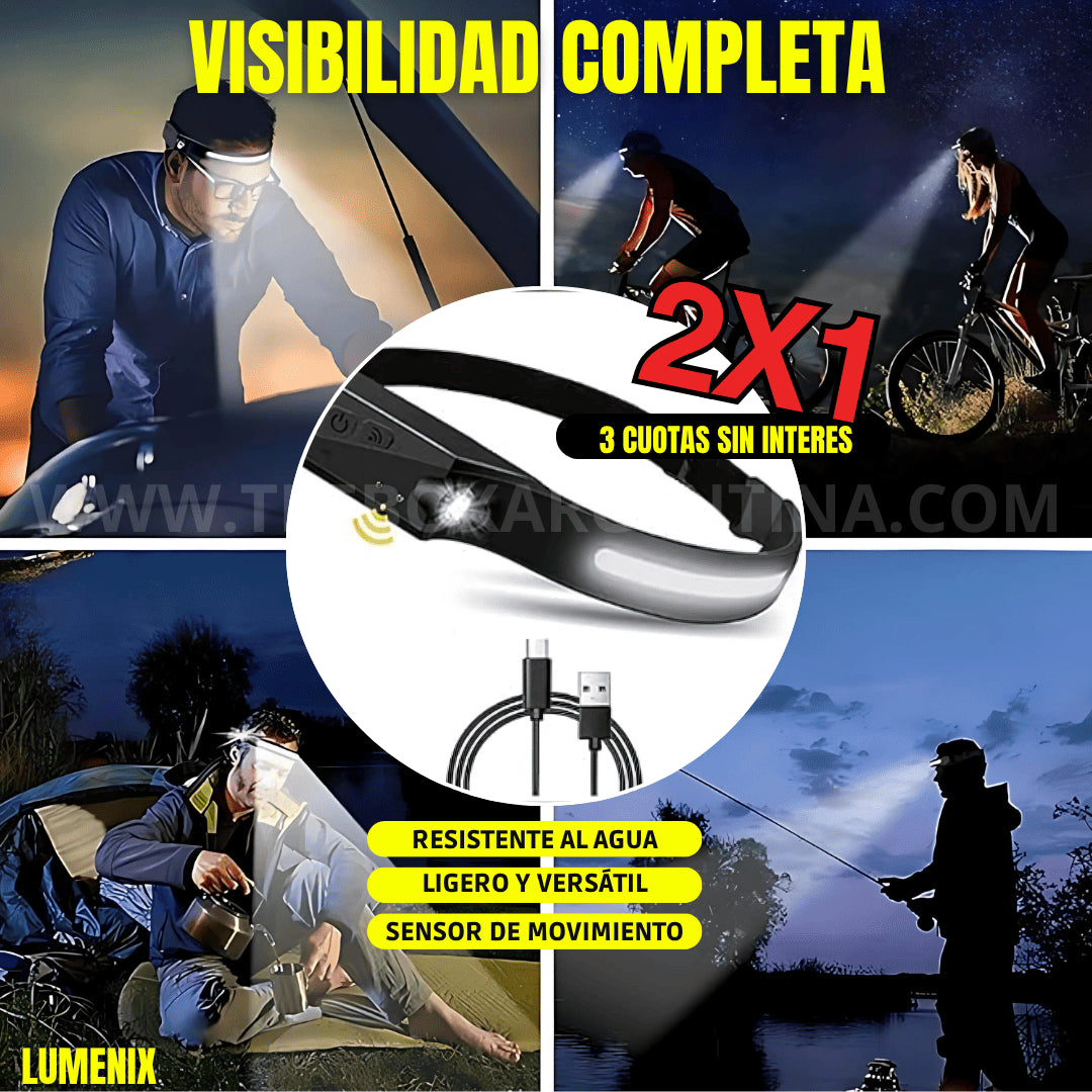 COMBO 2×1 - Linterna Manos Libres LUMENIX | Visibilidad completa sin sentir que la llevas puesta