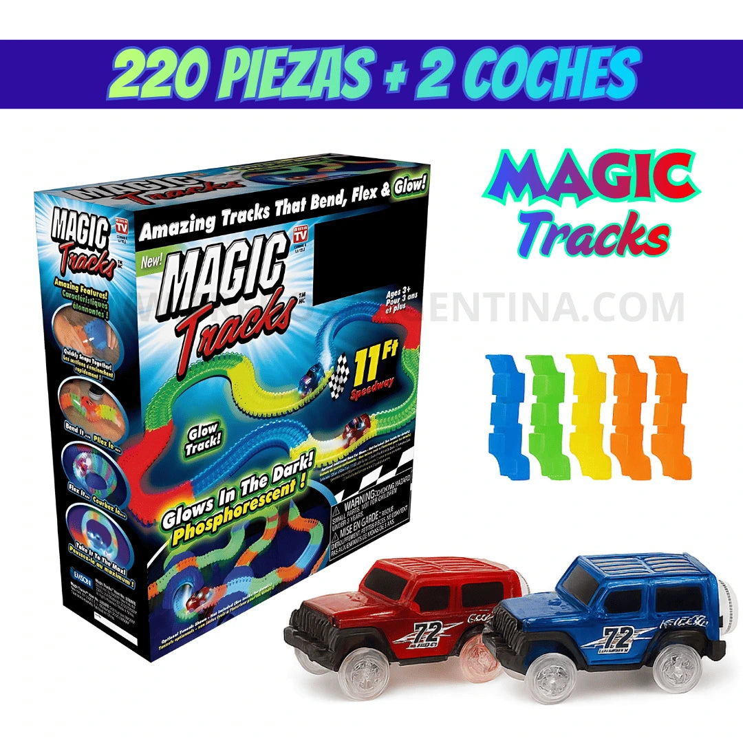 40% OFF🎁 MagicTracks Circuito Mágico de Carreras (220 Piezas +400cm) 🚗 Diversión que Enciende la Imaginación