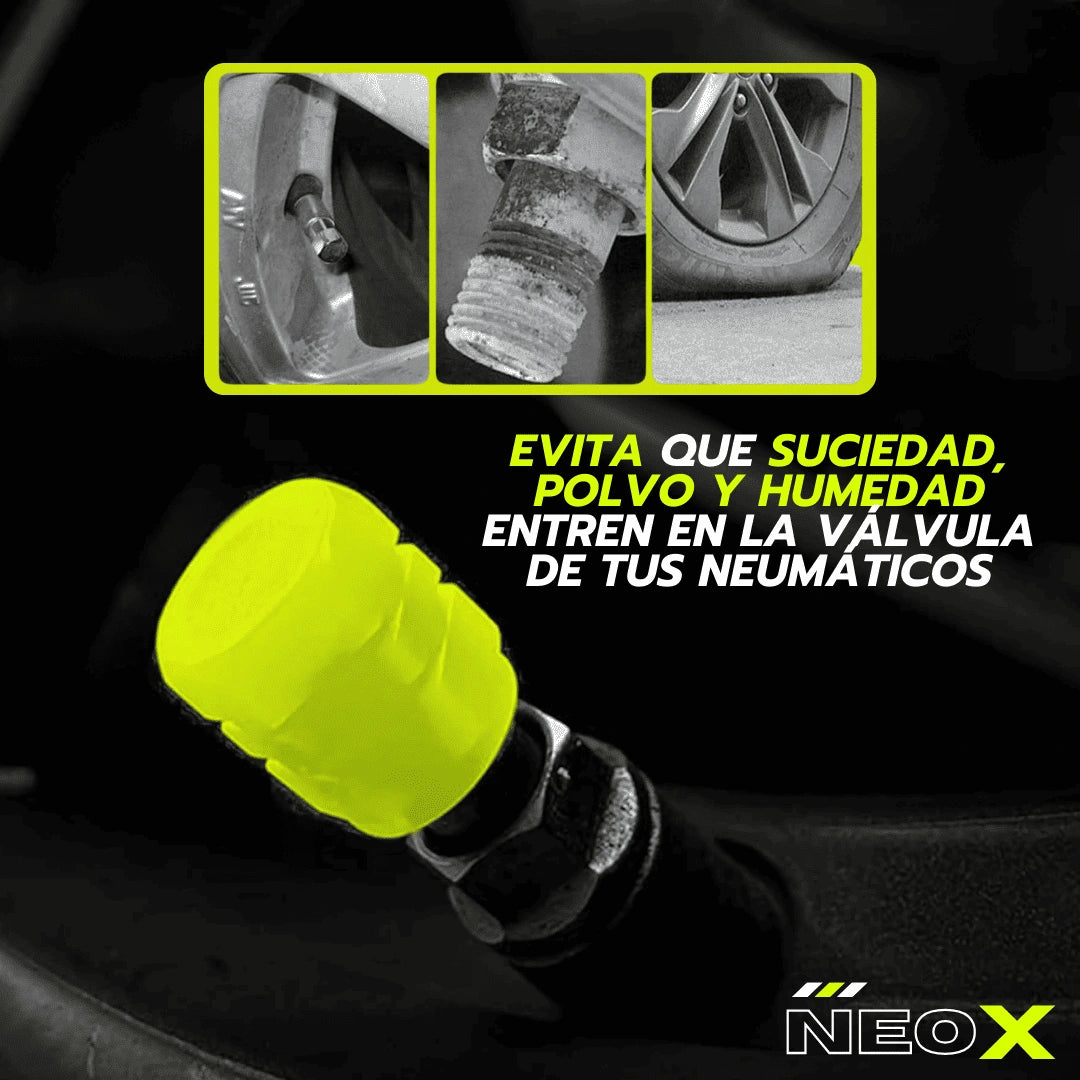 NEO X | Tapa de Válvula Fluorescente - Seguridad y Estilo en un Solo Producto