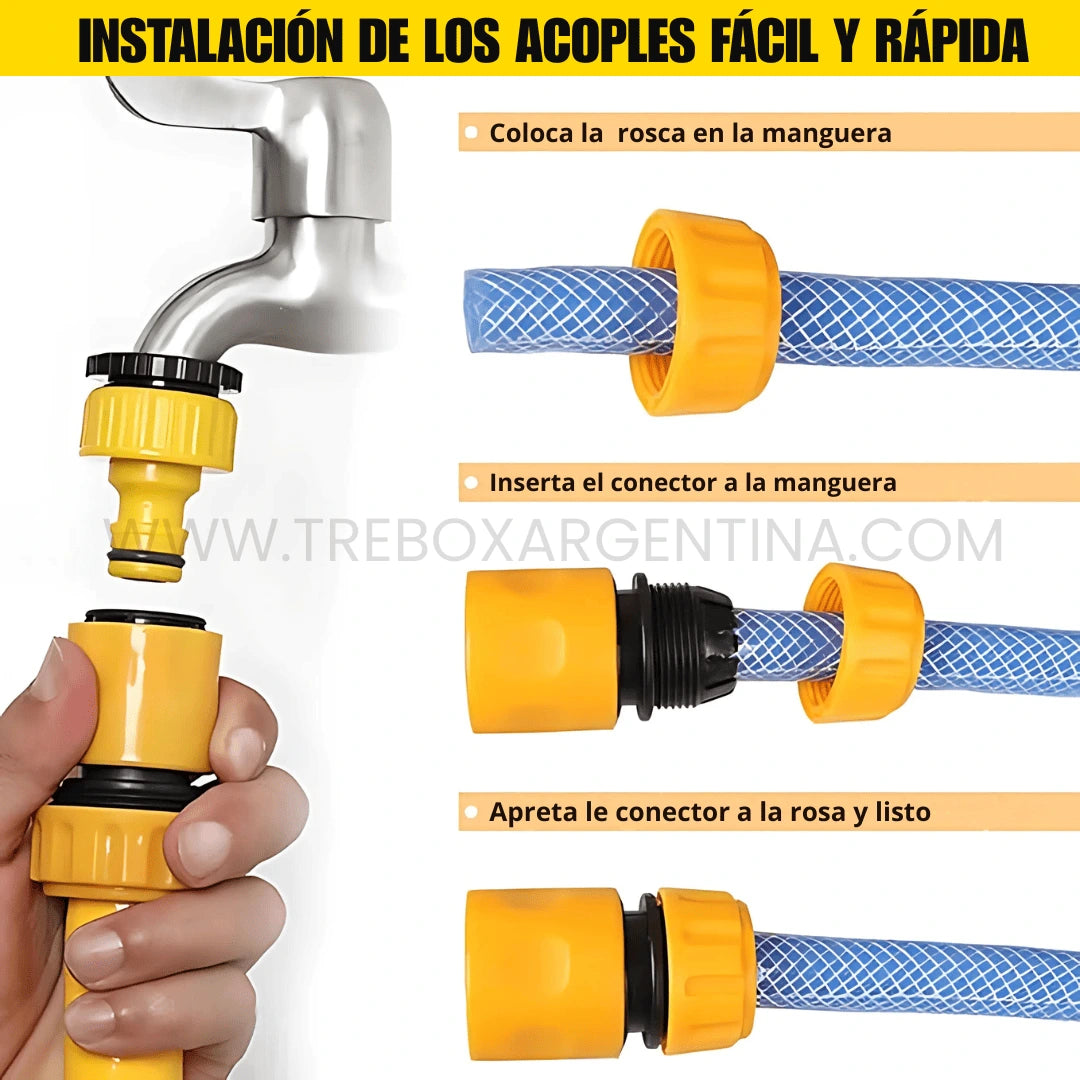 Combo HydroFast | Set de Acoples Rápidos para tu manguera + Pistola 9 Modos de Regalo - ¡HOY con 40% OFF + Envío GRATIS!