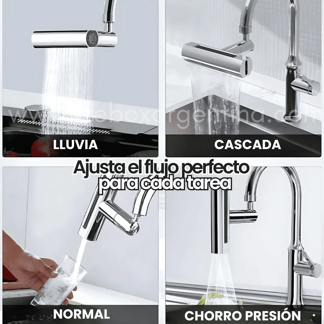 AquaFlex™ Extensor de Grifo Giratorio para Máximo Control y Ahorro de Agua