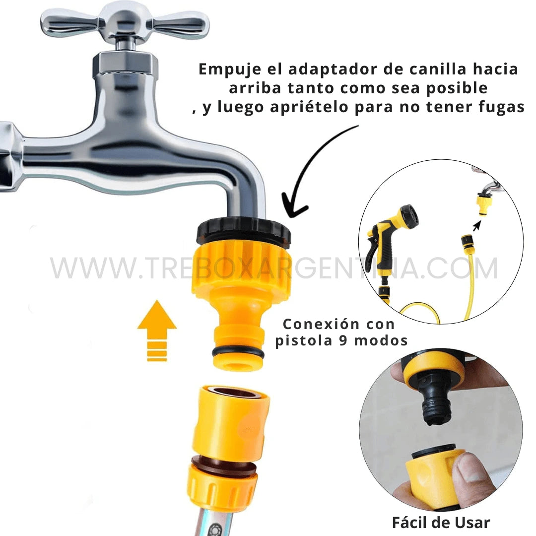 Combo HydroFast | Set de Acoples Rápidos para tu manguera + Pistola 9 Modos de Regalo - ¡HOY con 40% OFF + Envío GRATIS!