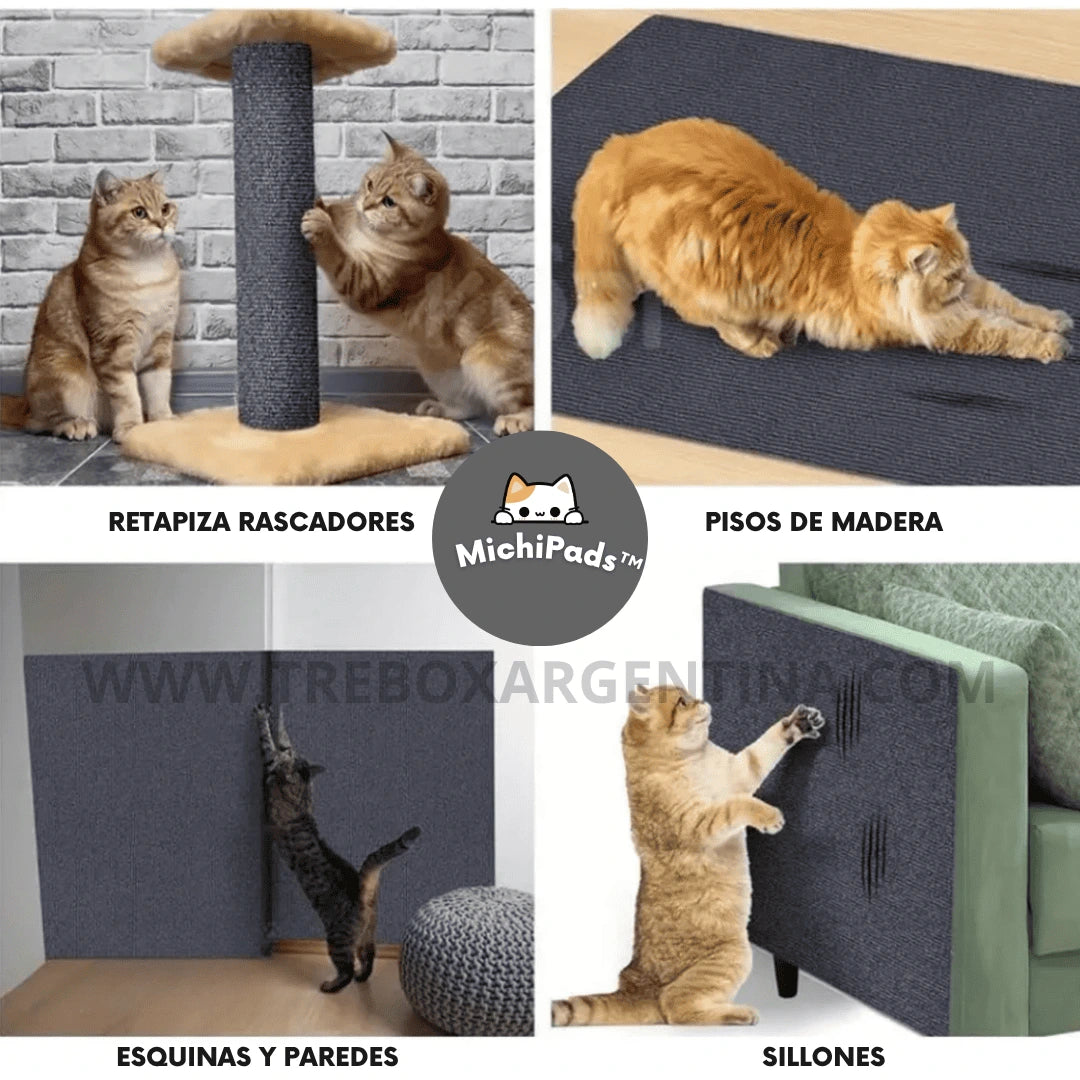 OFERTA 2X1 | MichiPads™ Rascador Adhesivo Para Gatos - Tu michi feliz y tus muebles sin arañazos