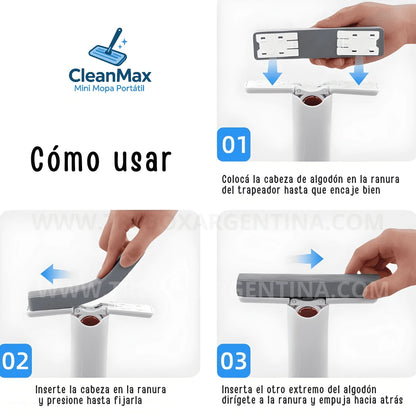 🧽 OFERTA 2x1 | CleanMax Mini Mopa Portátil : Tu aliado perfecto para cocinas, baños y vidrios brillantes
