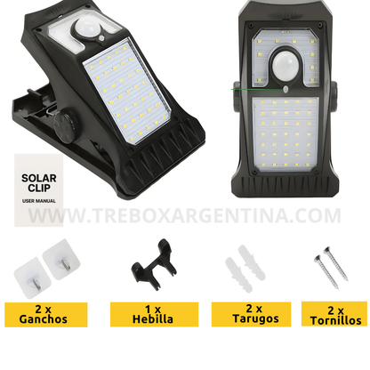 40% OFF🎁 | SolarClip Lampara Luz Led Con Panel Solar: Iluminá cualquier rincón sin cables ni enchufes