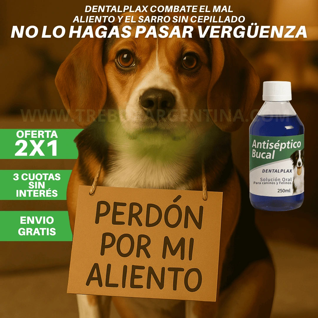 OFERTA LIMITADA 2X1 | Enjuague Bucal DentalPlax Pets™: Aliento limpio y encías sanas SIN Cepillar
