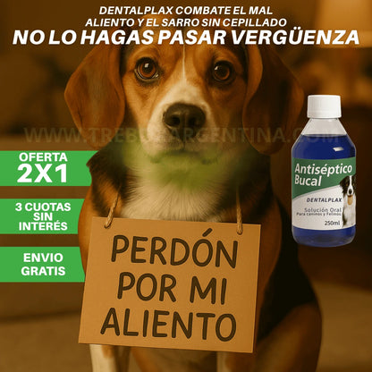 OFERTA LIMITADA 2X1 | Enjuague Bucal DentalPlax Pets™: Aliento limpio y encías sanas SIN Cepillar