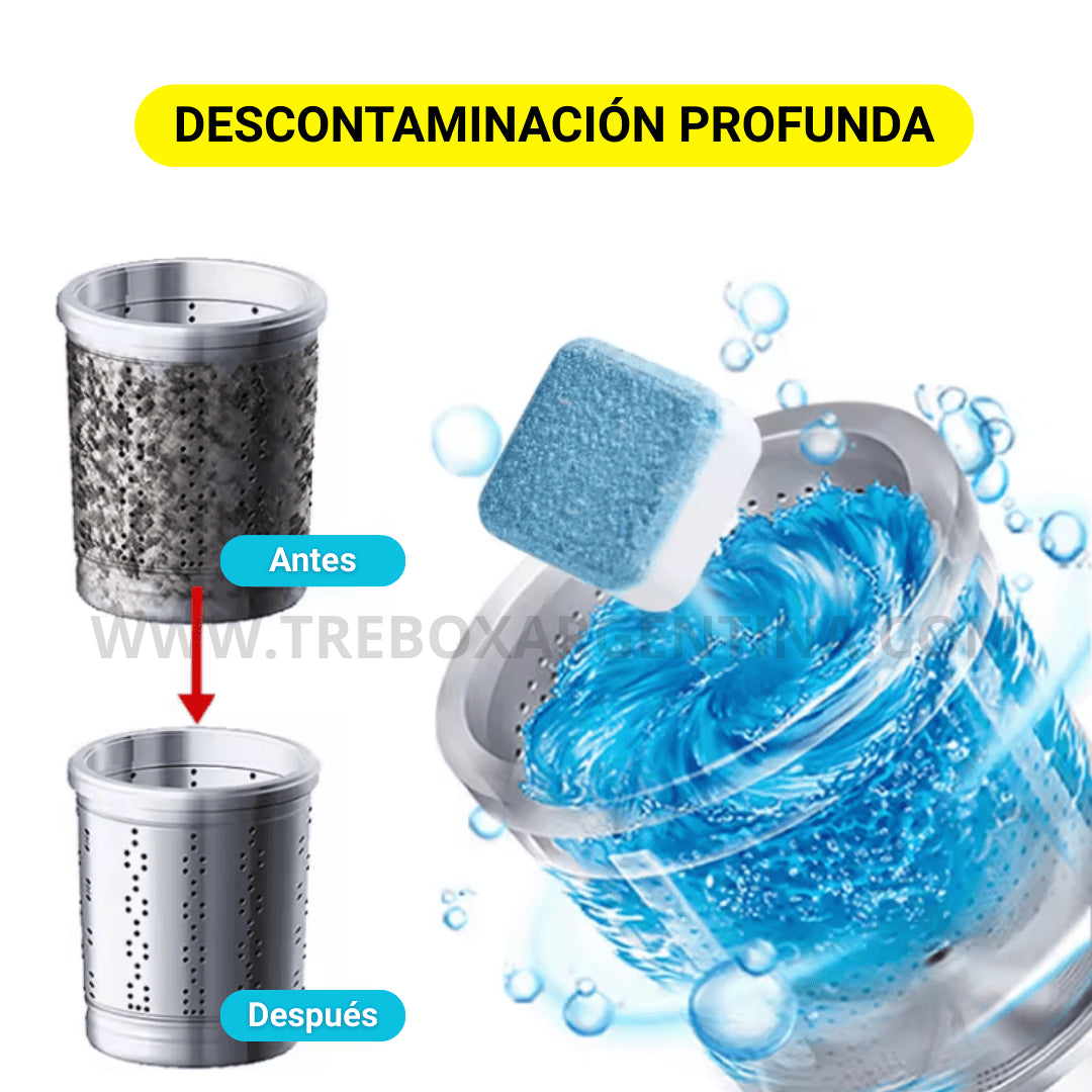 PACK ESPECIAL X12 - CleanWash™ Pastillas Mágicas de Limpieza para Lavaropas; Mantenla impecable y libre de malos olores!