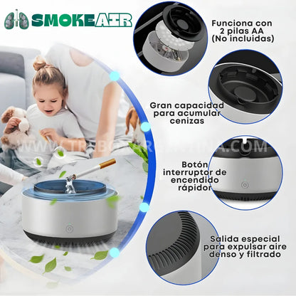 25% NAVIDAD SALE🎁 | SmokeAir™ Cenicero Purificador: Protegé los pulmones de los tuyos del humo del cigarrillo y vapeo