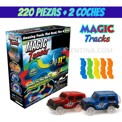40% OFF🎁  MagicTracks Circuito Mágico de Carreras (220 Piezas +400cm) 🚗 Diversión que Enciende la Imaginación