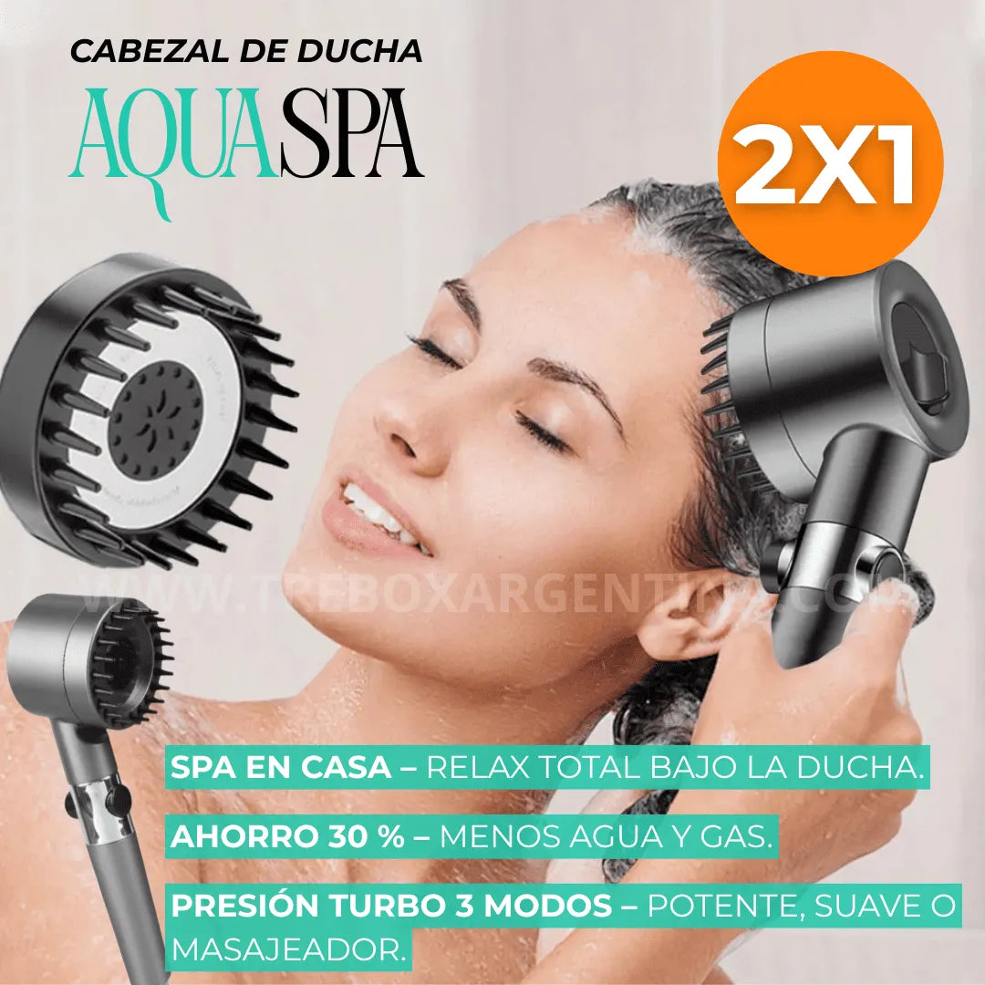 Promo Lanzamiento 2X1 🔥 | AquaSpa: Cabezal de ducha 🚿 - Un spa en tu ducha todos los días (3 Modos de presión + Masajeador)