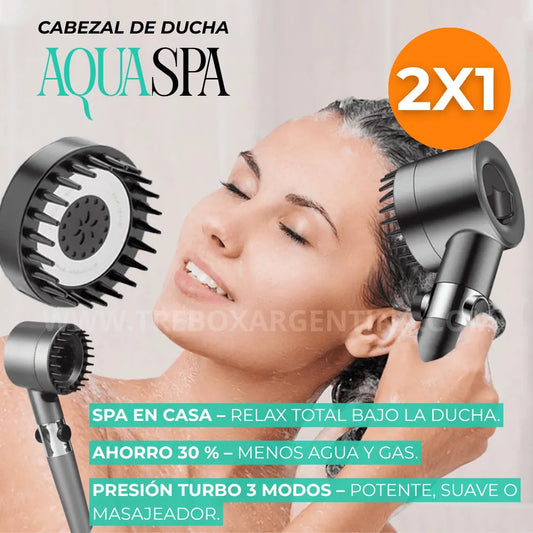 Promo Lanzamiento 2X1 🔥 | AquaSpa: Cabezal de ducha 🚿 - Un spa en tu ducha todos los días (3 Modos de presión + Masajeador)