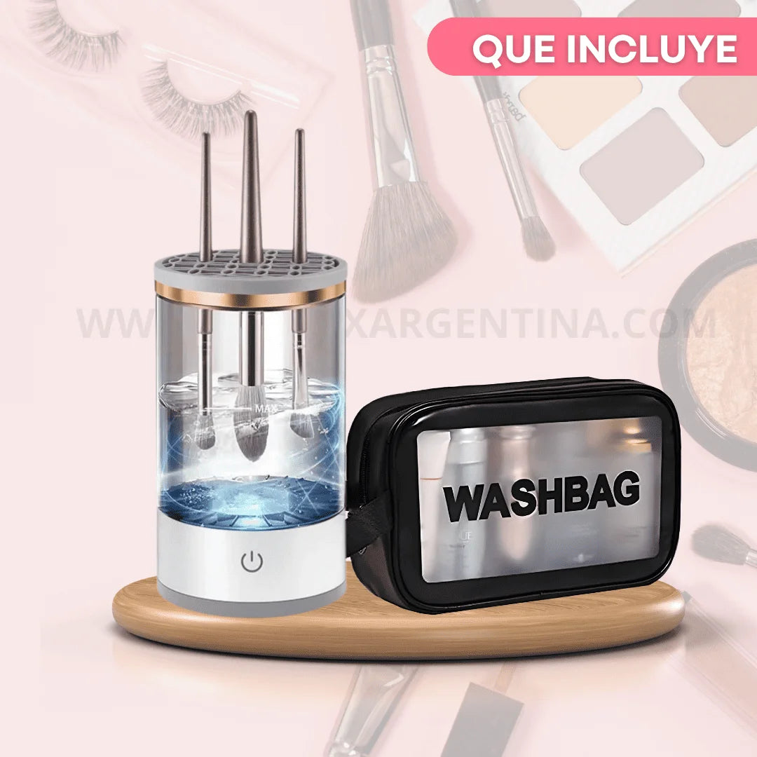 COMBO BEAUTY💄 | Limpiador Eléctrico de Brochas BrushClean  + Neceser WashBag: Cuidá tus brochas y llevá tu make-up con estilo donde quieras.