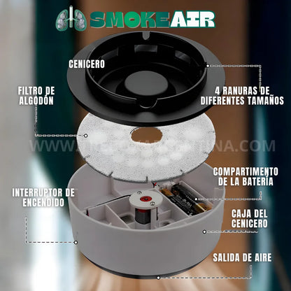 25% NAVIDAD SALE🎁 | SmokeAir™ Cenicero Purificador: Protegé los pulmones de los tuyos del humo del cigarrillo y vapeo