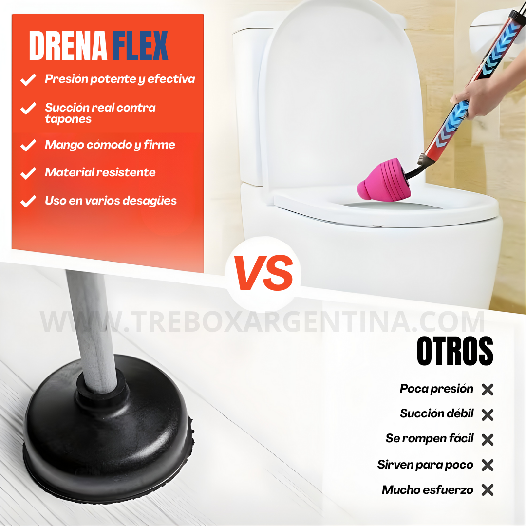 40% OFF | DrenaFlex Bomba destapa cañerías:Tu aliado para mantener tu baño libres de obstrucciones
