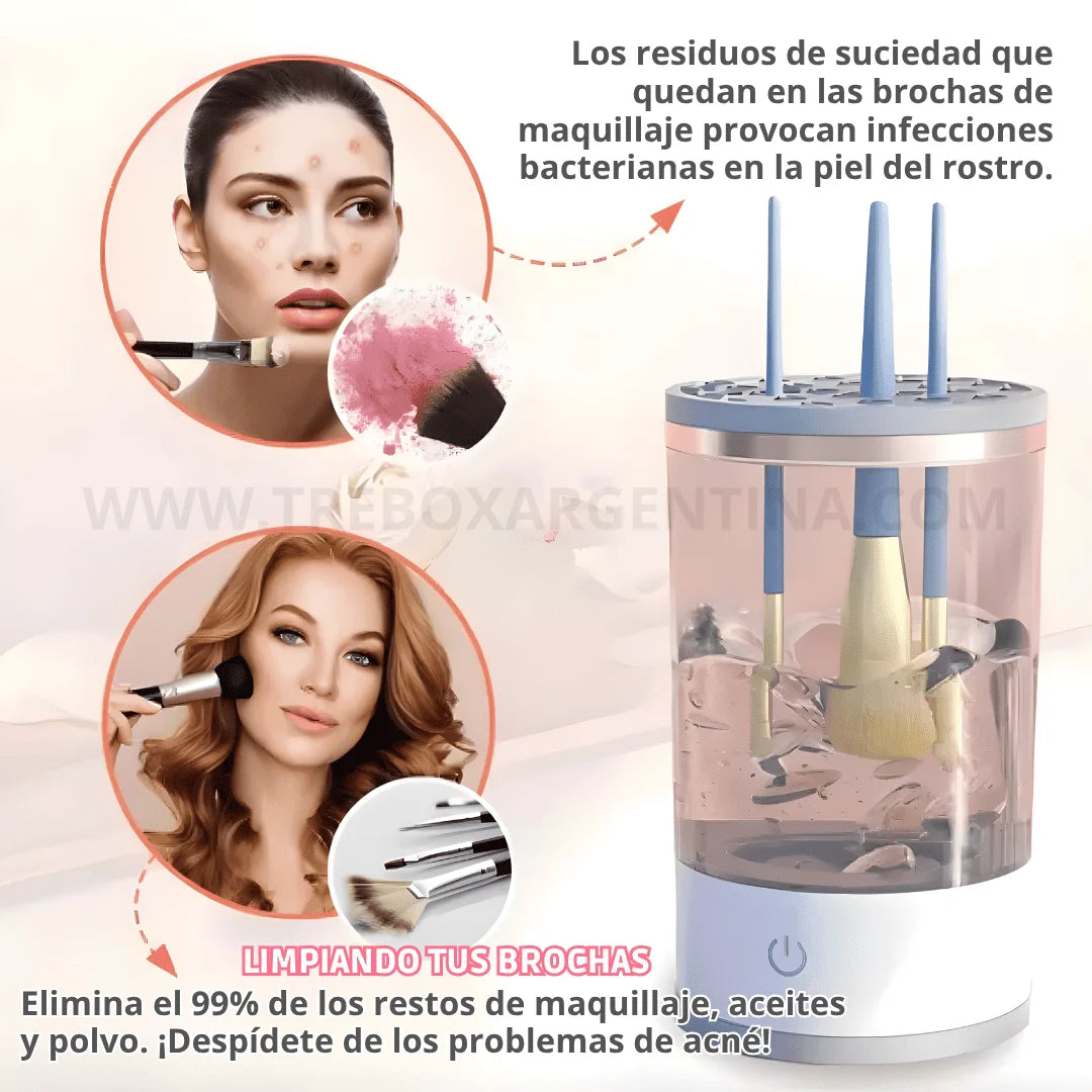 COMBO BEAUTY💄 | Limpiador Eléctrico de Brochas BrushClean  + Neceser WashBag: Cuidá tus brochas y llevá tu make-up con estilo donde quieras.