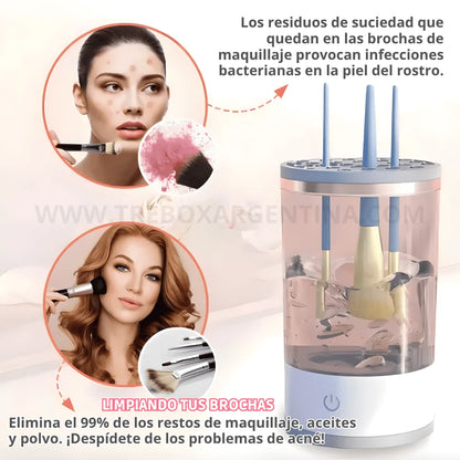 COMBO BEAUTY💄 | Limpiador Eléctrico de Brochas BrushClean  + Neceser WashBag: Cuidá tus brochas y llevá tu make-up con estilo donde quieras.