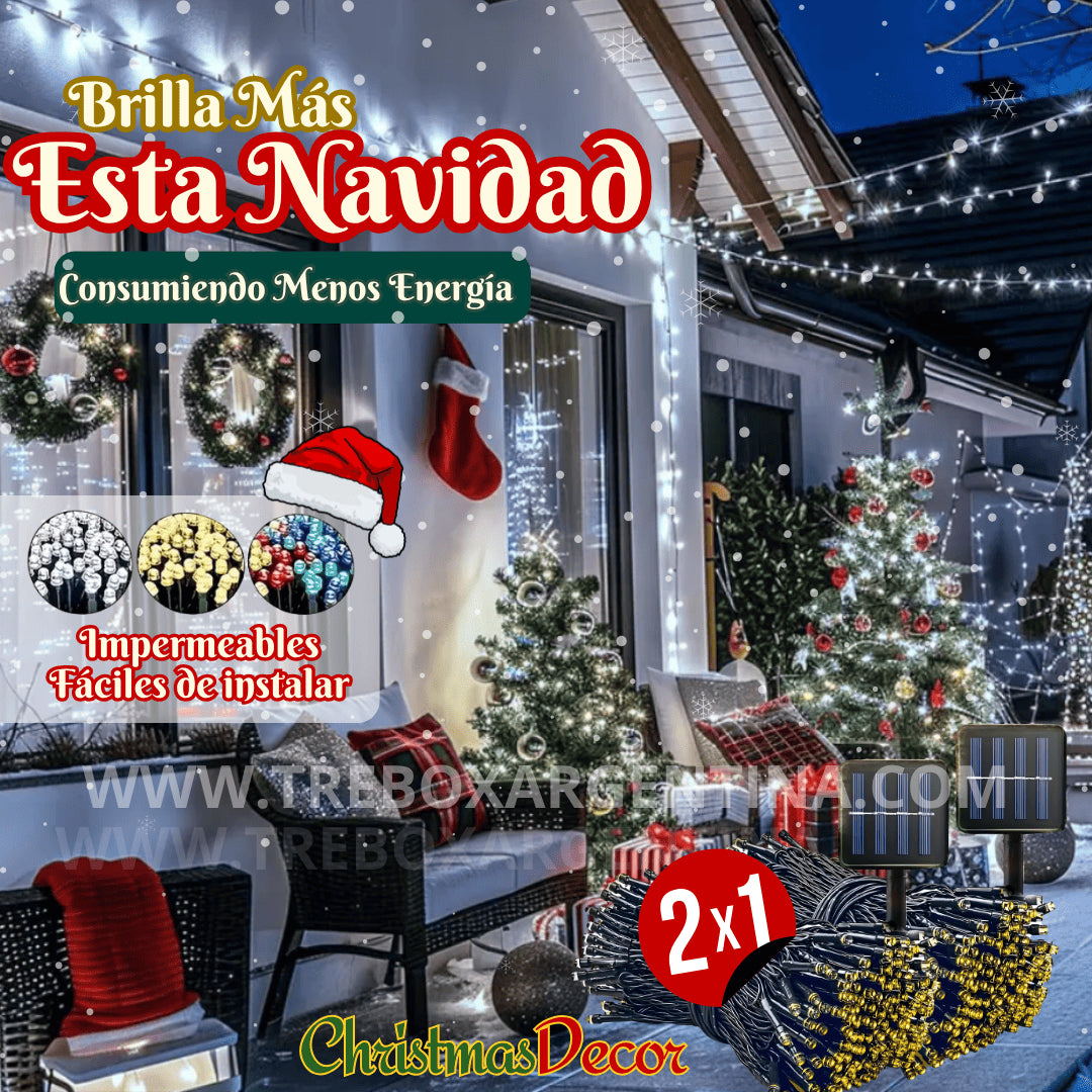 OFERTA 2X1 🎁 | Luces LED Solares ChristmasDecor:  ¡Iluminá tu Navidad SIN LIMITES!