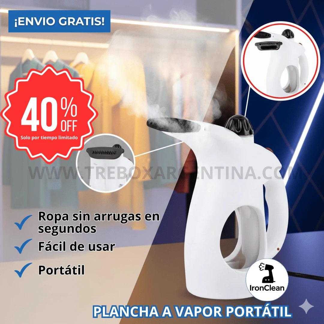 40% OFF🎁 | IronClean: Plancha a vapor portátil - Ropa impecable sin tabla de planchar
