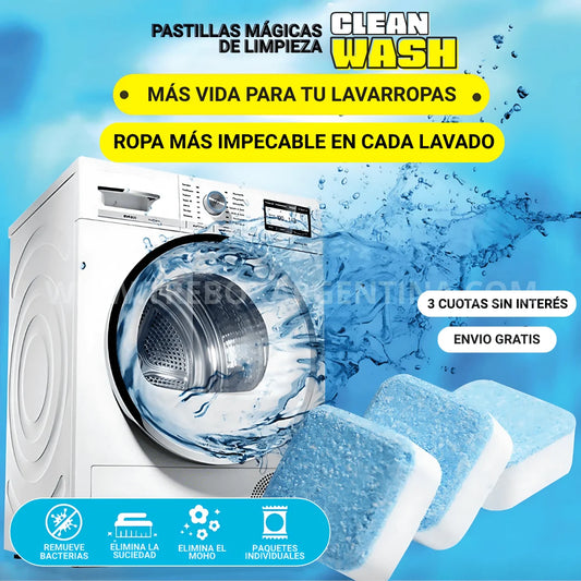 PACK ESPECIAL X12 - CleanWash™ Pastillas Mágicas de Limpieza para Lavaropas; Mantenla impecable y libre de malos olores!