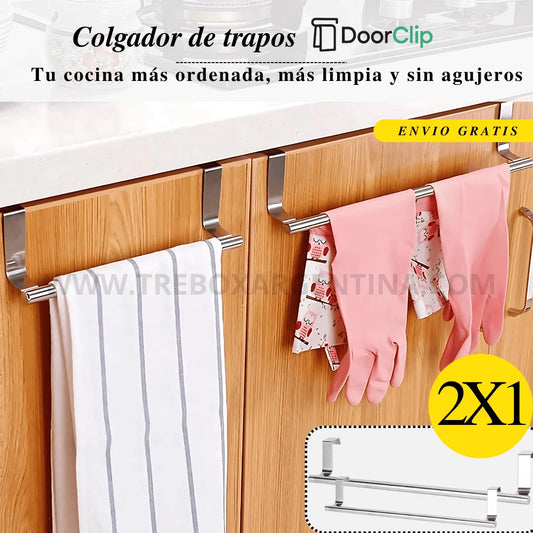 COMBO 2X1 🎁 | DoorClip Colgador de trapos para Cocina: Más orden en tu cocina sin agujerear tus muebles