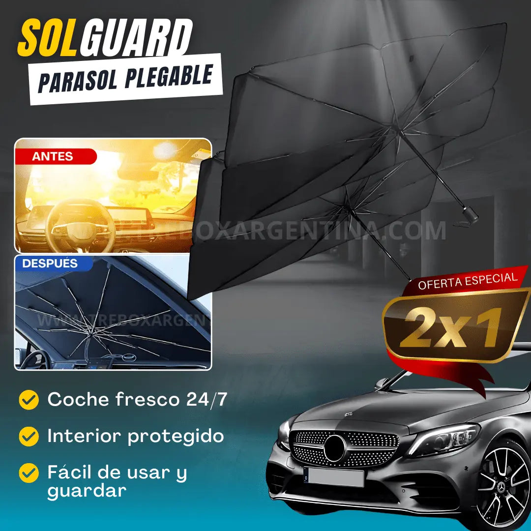 PROMO  2x1 🔥| SolGuard Parasol Plegable: Protege tu coche del calor intenso y los rayos UV☀️