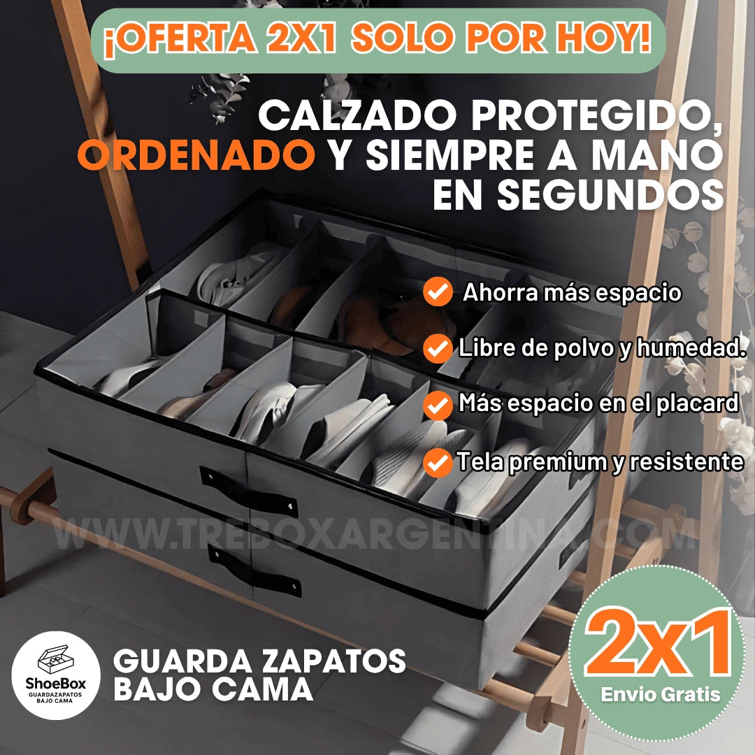 2X1 🎁 | ShoeBox Guardazapatos Bajo Cama: Tu calzado ordenado, protegido y listo para usar