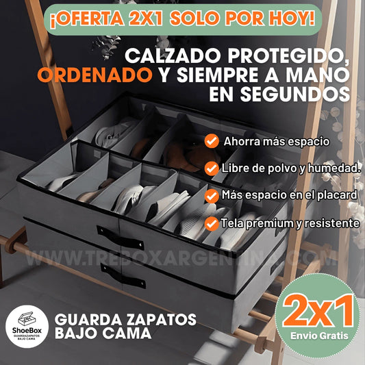 2X1 🎁 | ShoeBox Guardazapatos Bajo Cama: Tu calzado ordenado, protegido y listo para usar