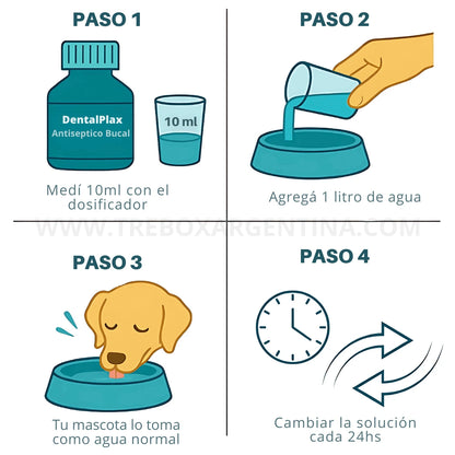 OFERTA LIMITADA 2X1 | Enjuague Bucal DentalPlax Pets™: Aliento limpio y encías sanas SIN Cepillar