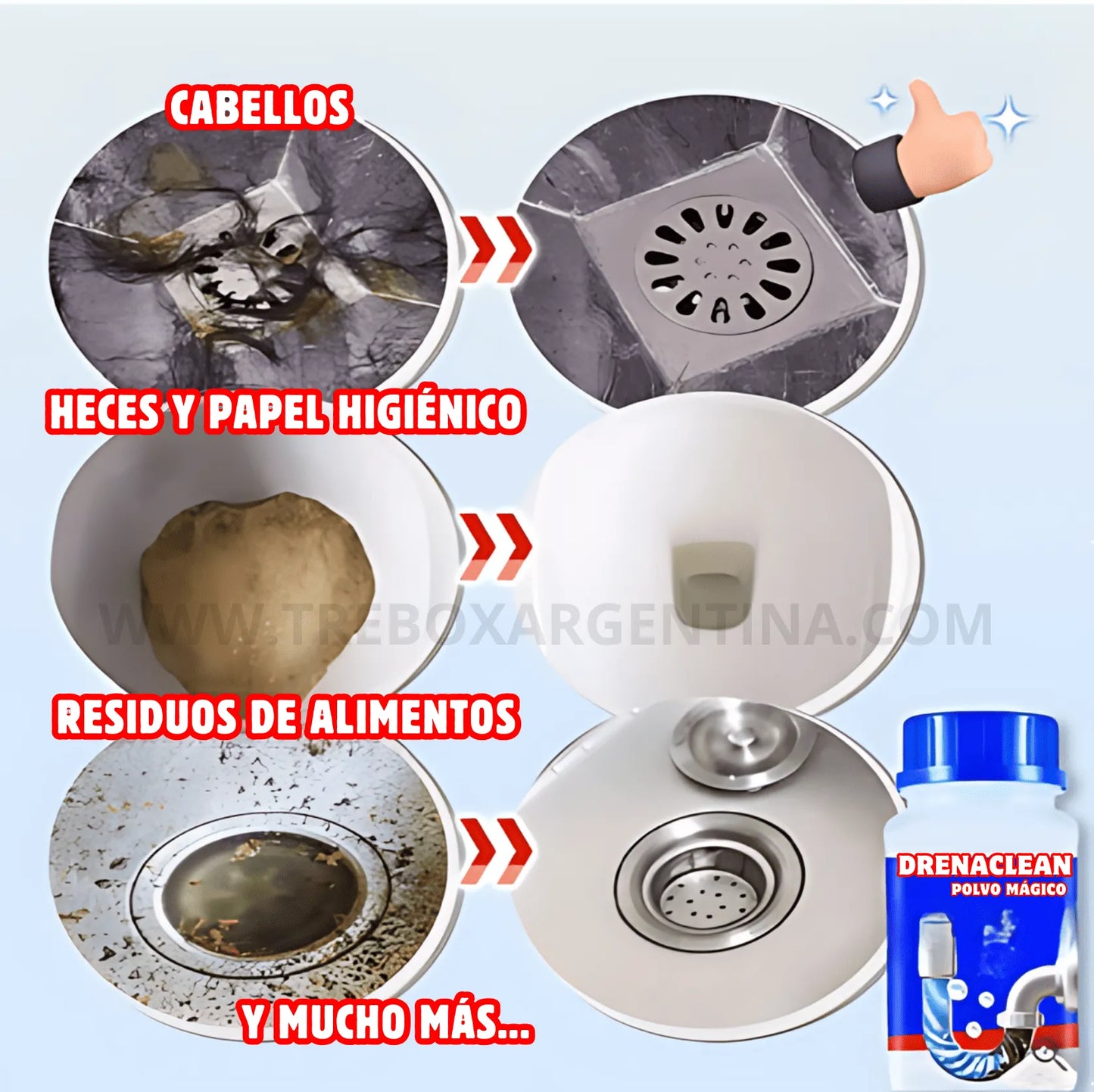 4x2 🎁 | Polvo Mágico DrenaClean : Elimina obstrucciones y olores al instante