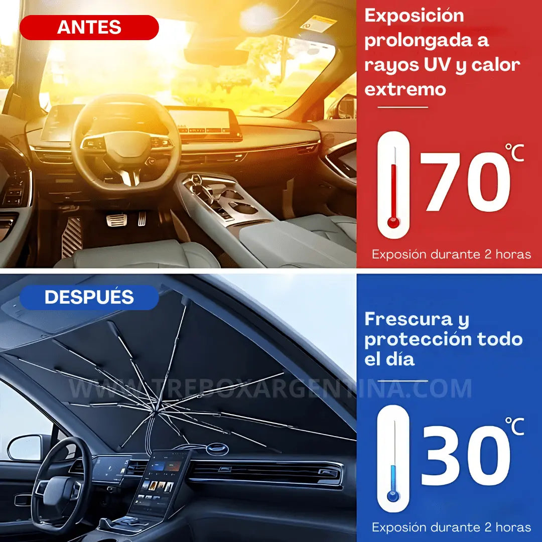 PROMO  2x1 🔥| SolGuard Parasol Plegable: Protege tu coche del calor intenso y los rayos UV☀️