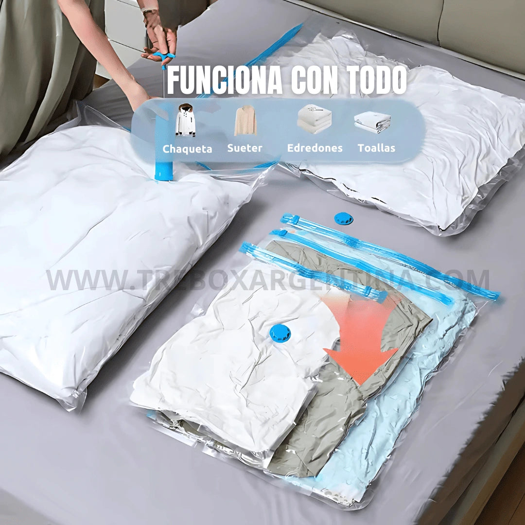 PACK 3 BOLSAS + 1 BOMBA DE REGALO [PROMO LIMITADA🔥]  Bolsas de Vacio SpaceZip™ | Ordená todo y ganá espacio sin gastar de más