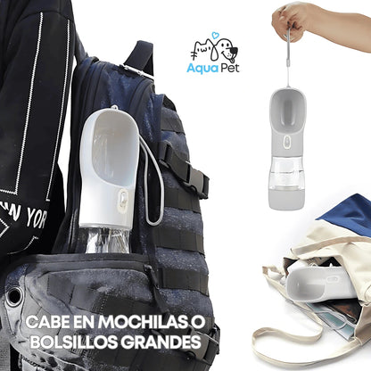 AquaPet™ Botella portátil para mascotas 2 EN 1 | Agua y comida donde lo necesites 🐾