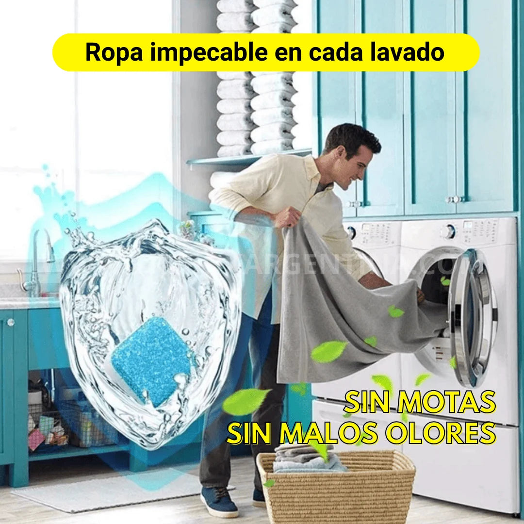 PACK ESPECIAL X12 - CleanWash™ Pastillas Mágicas de Limpieza para Lavaropas; Mantenla impecable y libre de malos olores!