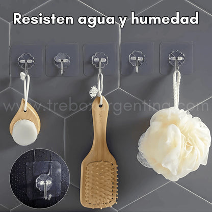 AdheMax® | Pack de 8 Ganchos fuertes que no dañan paredes