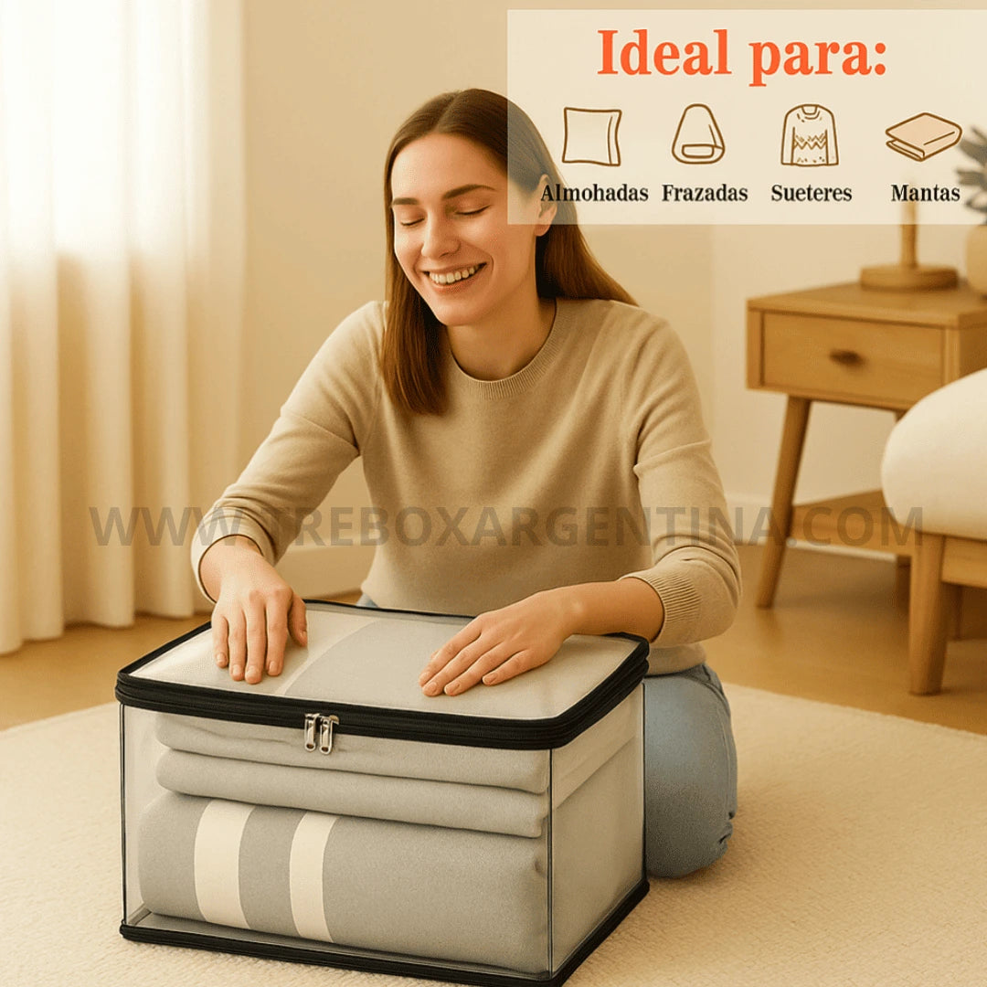 OFERTA PRE VERANO 3X1 |  HomeBox™ Organizador XL: Guardá tus frazadas sin que se arruinen hasta el próximo invierno