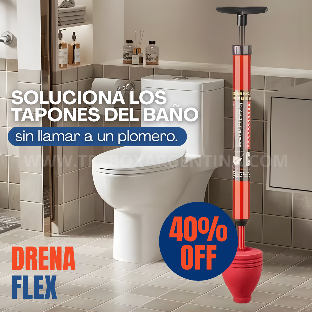 40% OFF | DrenaFlex Bomba destapa cañerías:Tu aliado para mantener tu baño libres de obstrucciones