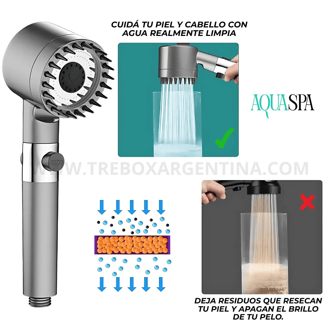Promo Lanzamiento 2X1 🔥 | AquaSpa: Cabezal de ducha 🚿 - Un spa en tu ducha todos los días (3 Modos de presión + Masajeador)