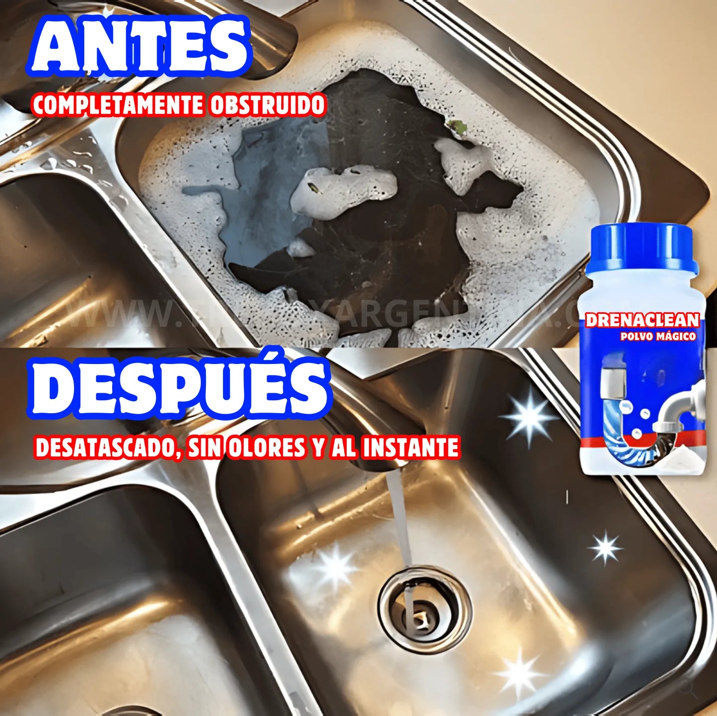 4x2 🎁 | Polvo Mágico DrenaClean : Elimina obstrucciones y olores al instante