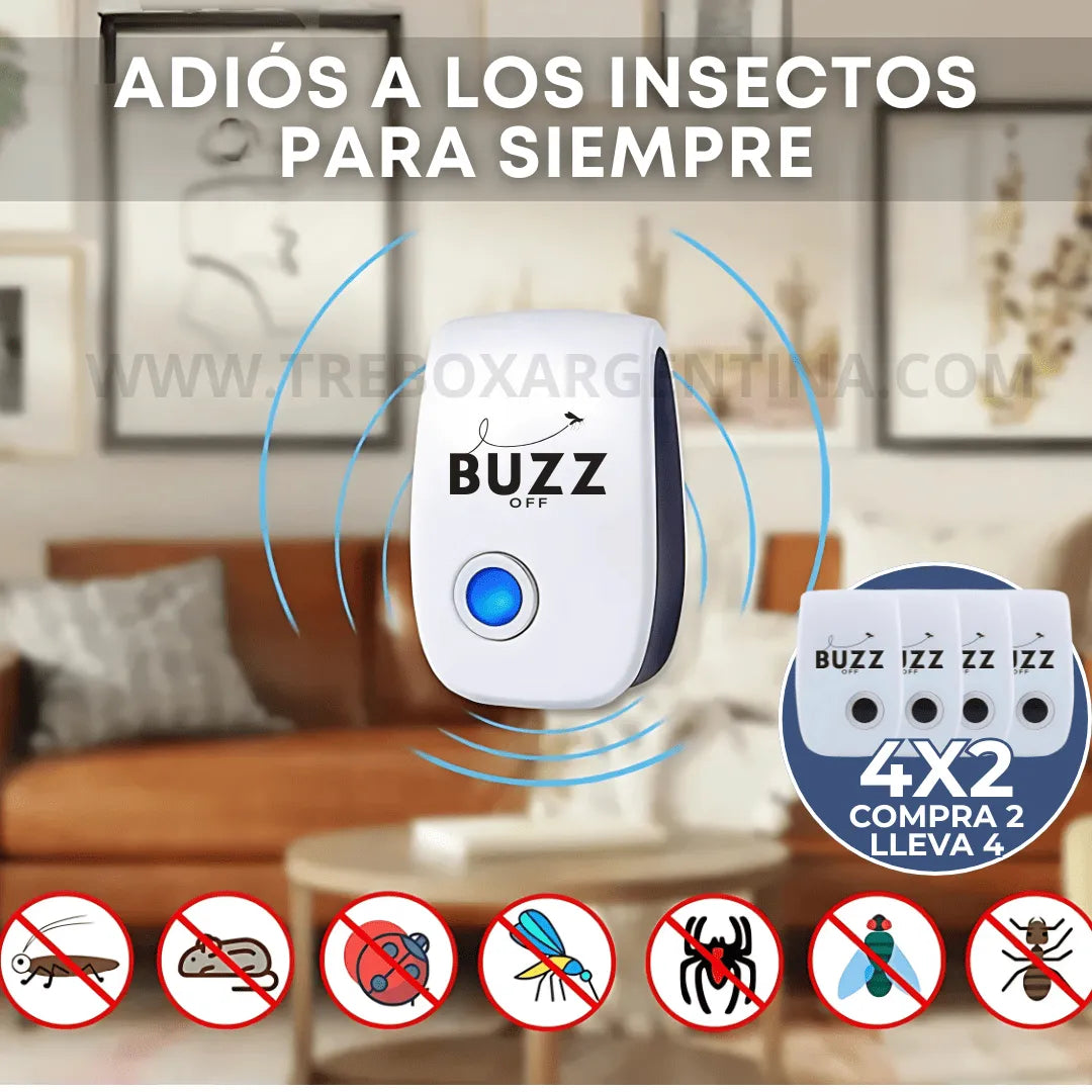 4X2🎁 | BuzzOff ® Repelente eléctrico para el hogar: Adiós insectos  y roedores para siempre🦟 (Sin químicos)