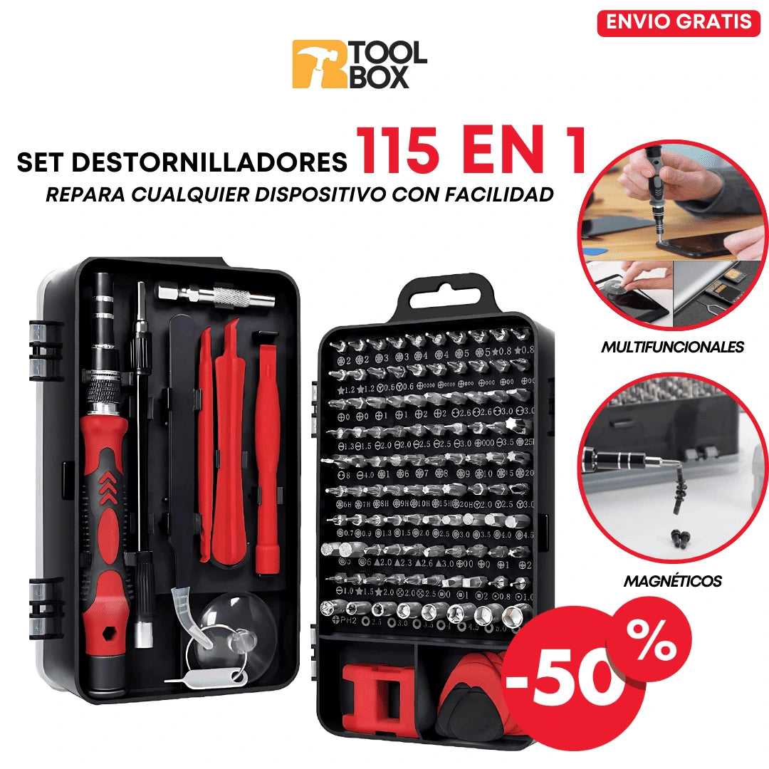 ToolBox™ | Set destornilladores Magnéticos para Arreglos de Precisión 115 En 1