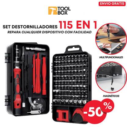 ToolBox™ | Set destornilladores Magnéticos para Arreglos de Precisión 115 En 1
