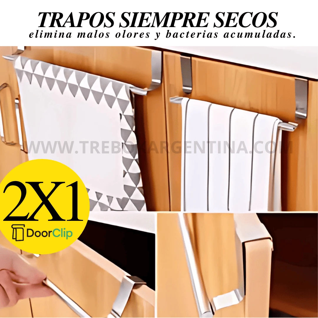 COMBO 2X1 🎁 | DoorClip Colgador de trapos para Cocina: Más orden en tu cocina sin agujerear tus muebles