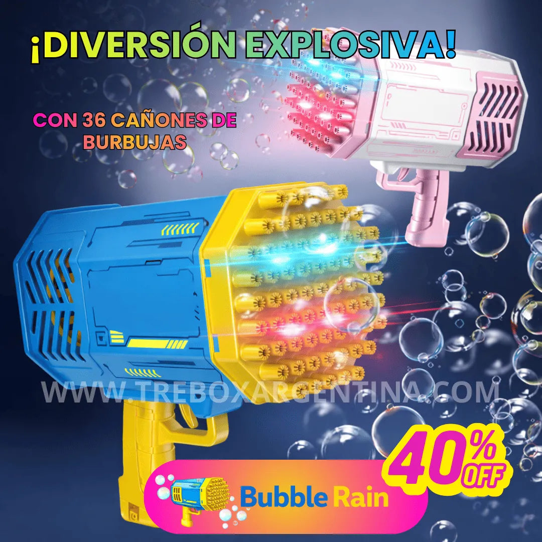 PROMO 40% OFF 🎁 |  Bubble Rain Bazooka de Burbujas : Diversión explosiva de burbujas sin Limites!