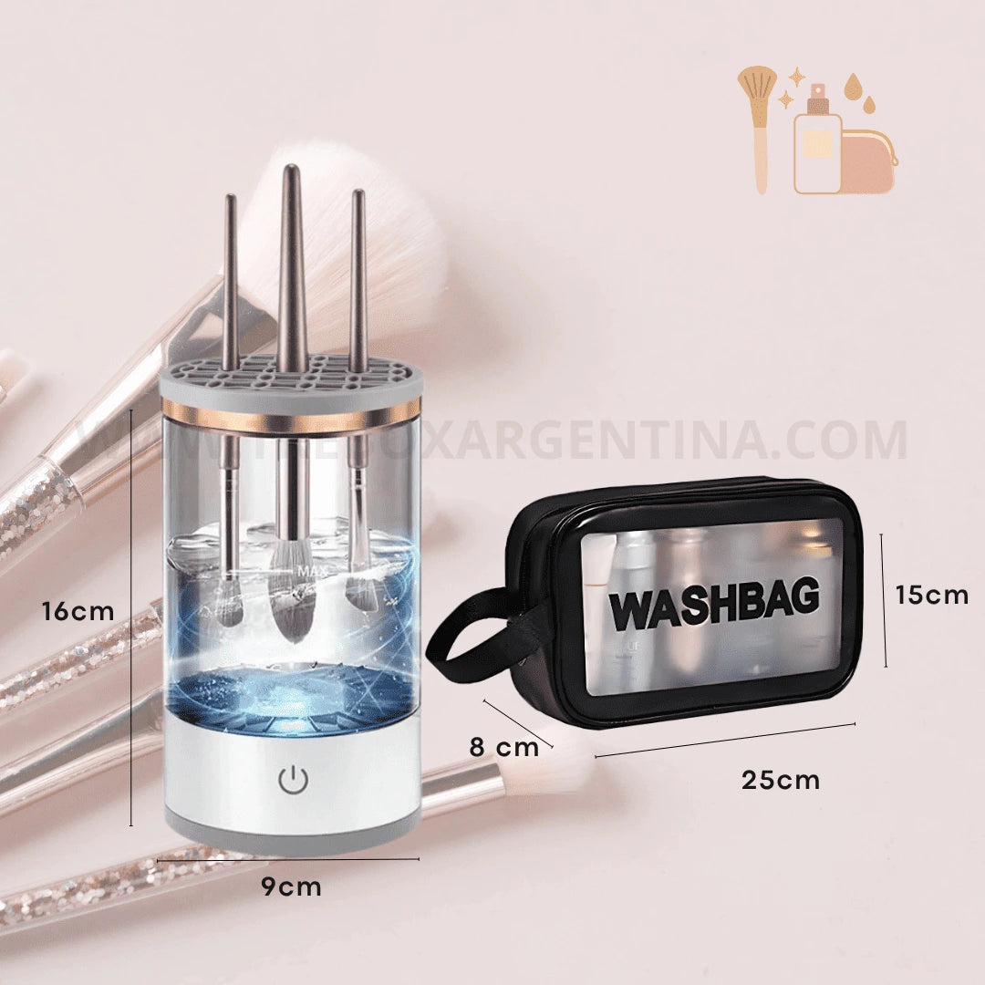 COMBO BEAUTY💄 | Limpiador Eléctrico de Brochas BrushClean  + Neceser WashBag: Cuidá tus brochas y llevá tu make-up con estilo donde quieras.