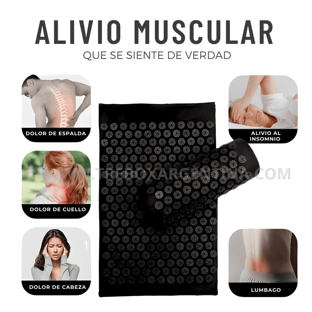 40% OFF🚨 | Set x3 Alfombra y Almohadilla masajeadora de acupresión: Tu ritual diario para liberar tensión y estrés sin salir de casa