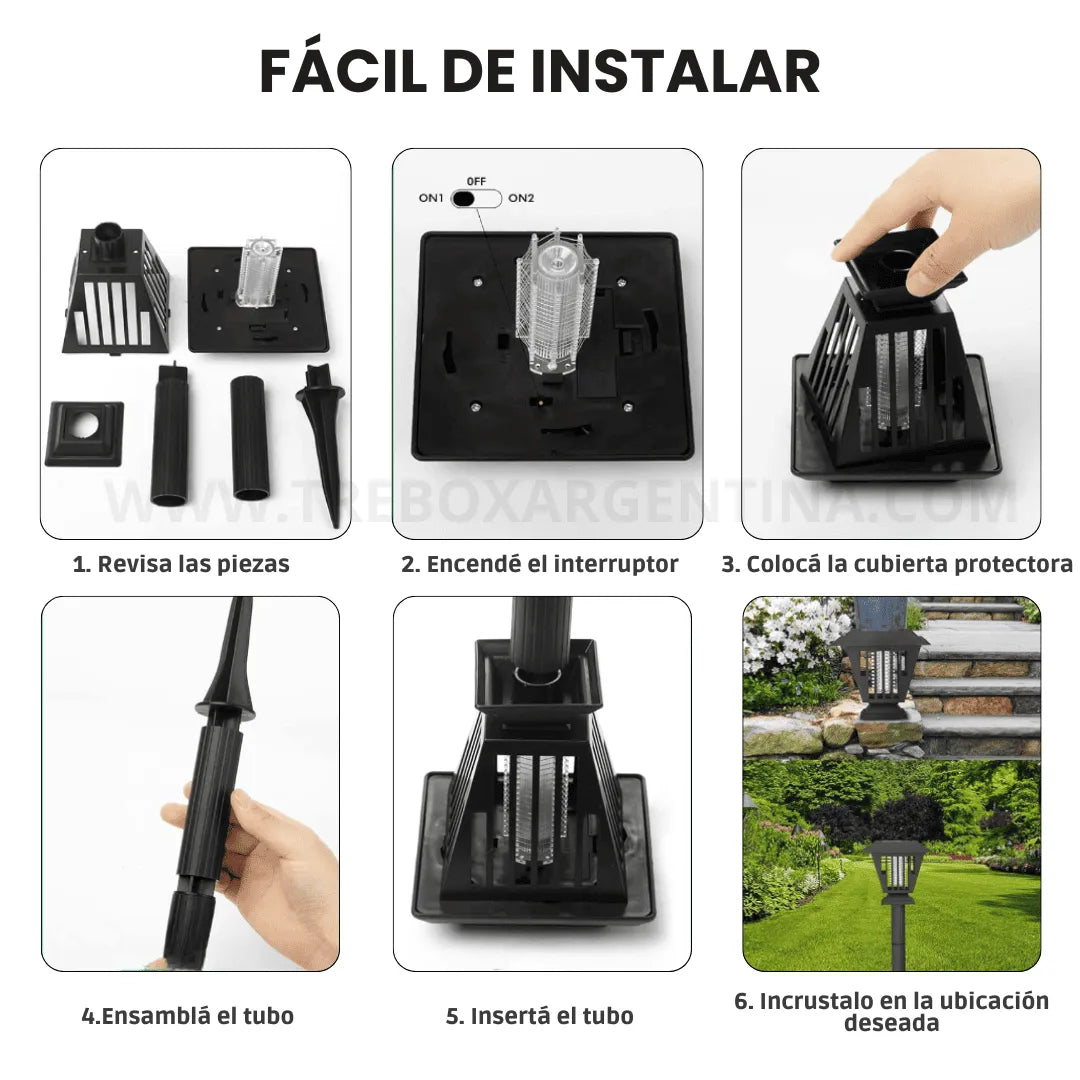 SolarKiller Lámpara solar antimosquitos 3 en 1 : Iluminá, protegé y olvidate de los mosquitos
