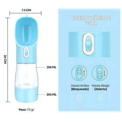 AquaPet™ Botella portátil para mascotas 2 EN 1 | Agua y comida donde lo necesites 🐾