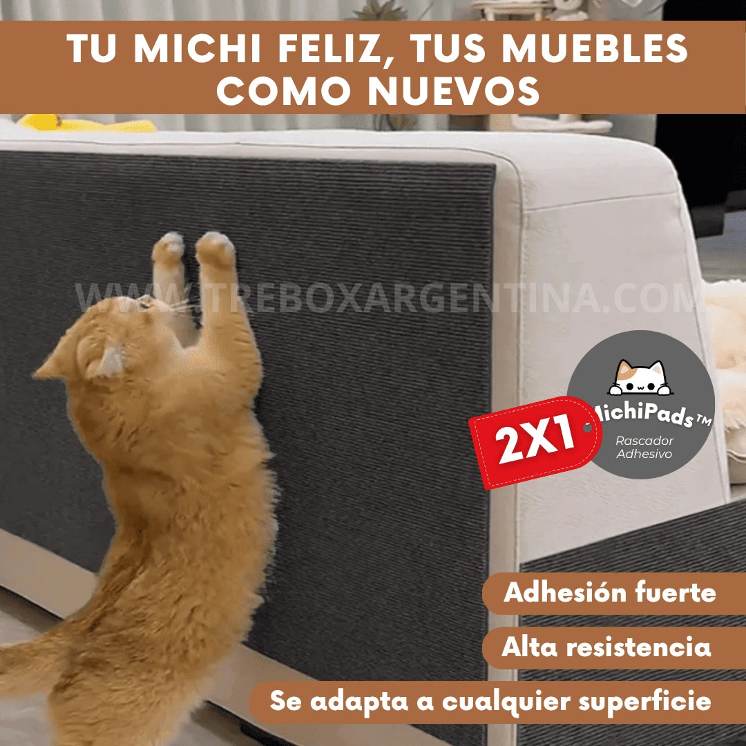 OFERTA 2X1 | MichiPads™ Rascador Adhesivo Para Gatos - Tu michi feliz y tus muebles sin arañazos